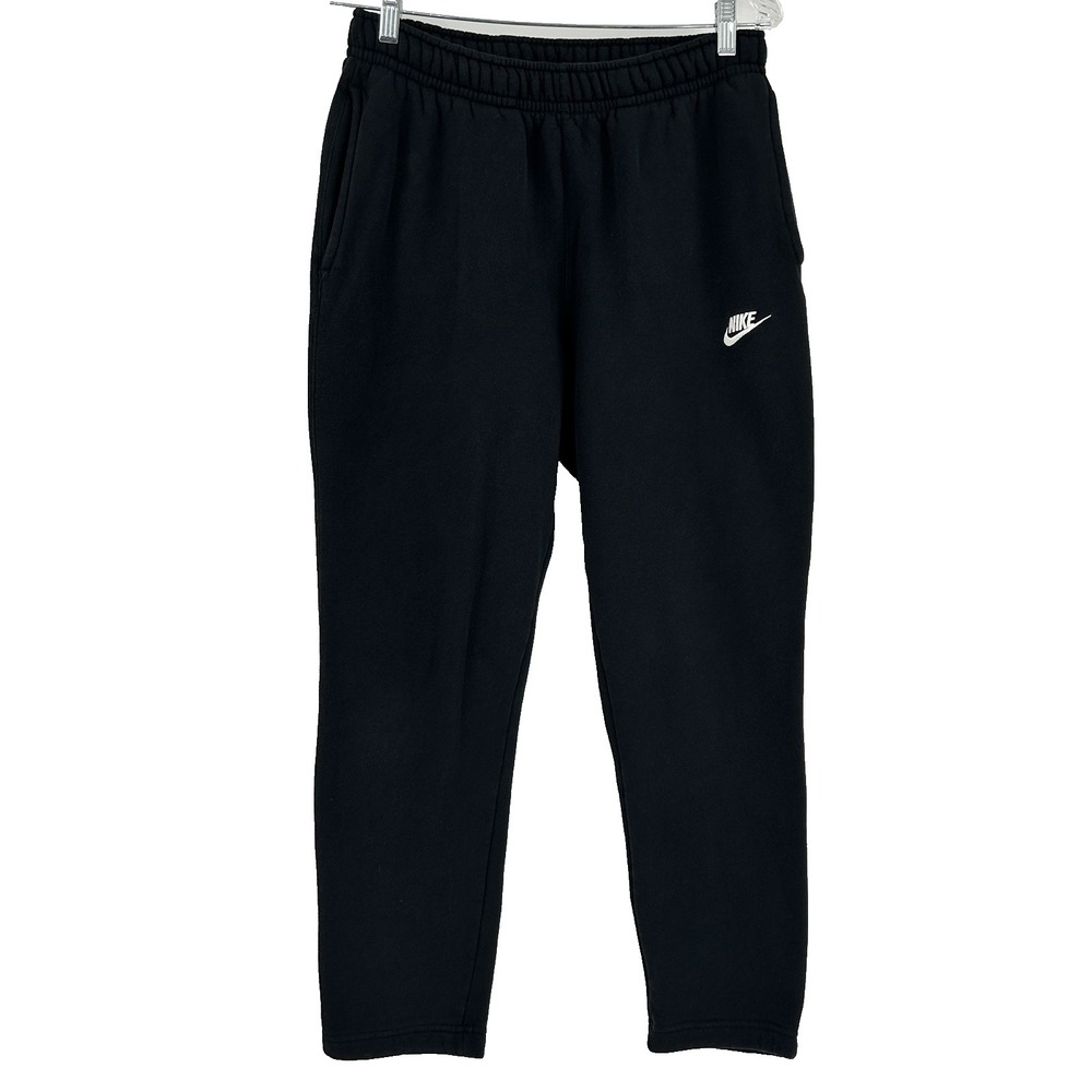 Nike Sportswear Club Fleece Sweatpants Mens M Black Straight Leg Gym Lounge Logo